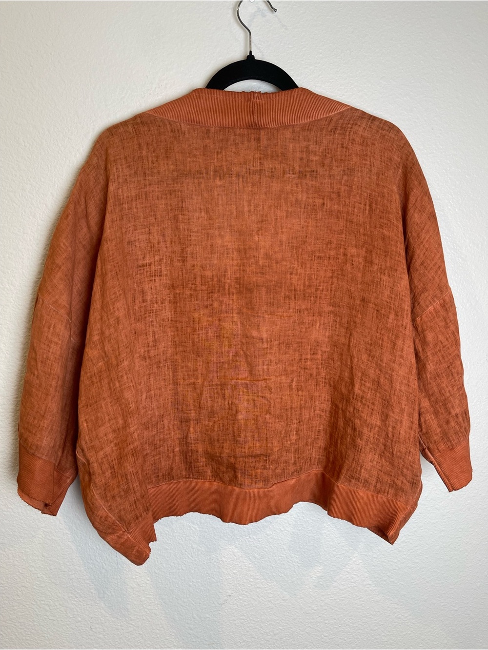 Luukaa 100% Linen Two Button Lagenlook Bolero Style Jacket Top Size US 10 Orange - Picture 4 of 8